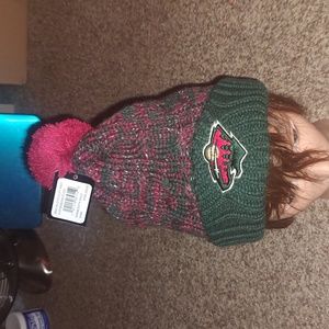OTS Minnesota Wild Cuffed Knit Dark Green Hat NWT